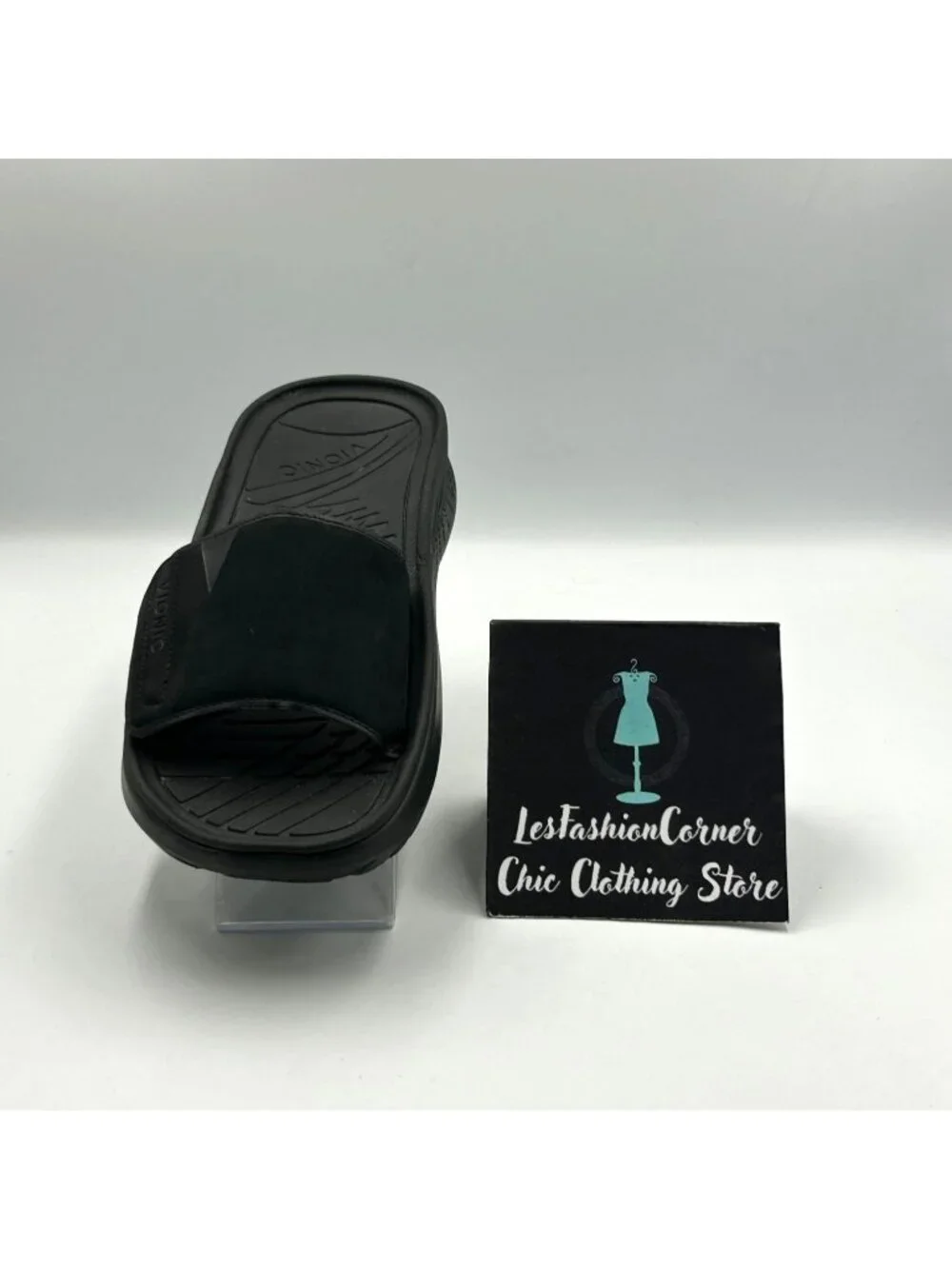 Vionic Men's Black EVA Rejuvenate Adjustable Slide Sandals Size 7.5 Wo's 9 3652